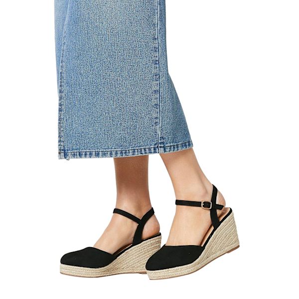 Dorothy Perkins Dam/Kvinnor Rumor Stängd Tå Bred Kilar 7 UK Natural Black 7 UK