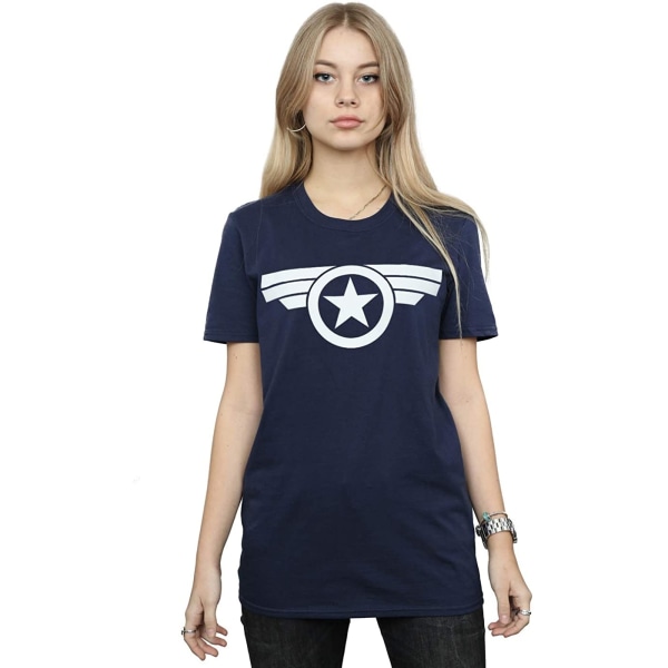 Captain America: Super Soldier Dam/Ladies Logotyp T-shirt S Nav Navy S