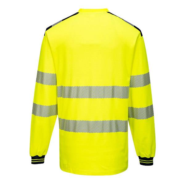 Portwest Herr PW3 Bomull Hi-Vis Comfort Långärmad T-shirt 4X Yellow/Black 4XL