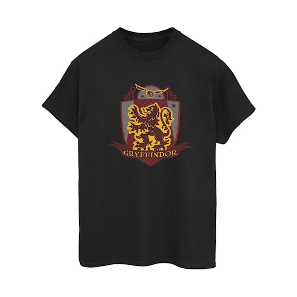 Harry Potter Dam/Kvinnor Gryffindor Bröstmärke Bomull Pojkvän T-shirt Black 3XL