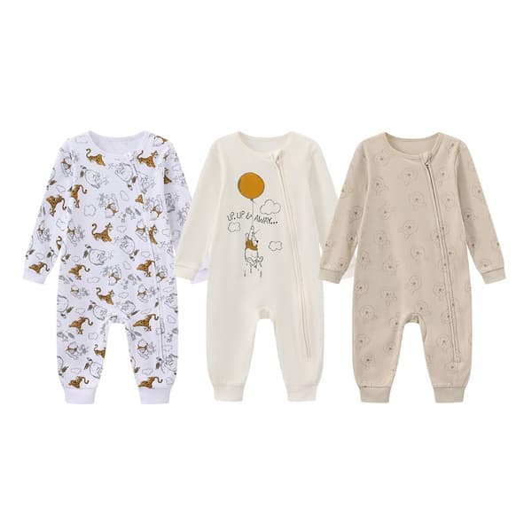 Nalle Puh Baby Bomulls Pyjamas (3-pack) 6-9 Månader Beige Beige 6-9 Months