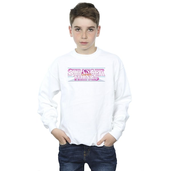 Netflix Boys Stranger Things Retro Title Sweatshirt 7-8 år W White 7-8 Years