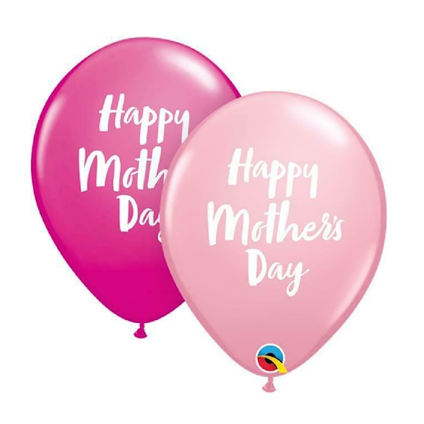 Qualatex 11in Mors dag Script Latex Ballonger (Förpackning om 25) På Pink/Light Pink One Size