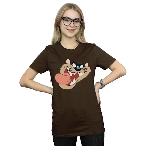 Looney Tunes Dam/Damer Tasmanian Devil Face Bomull Pojkvän Chocolate L