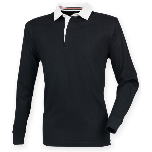 Främre raden Premium långärmad rugbytröja för män/Topp 2XL svart Black 2XL