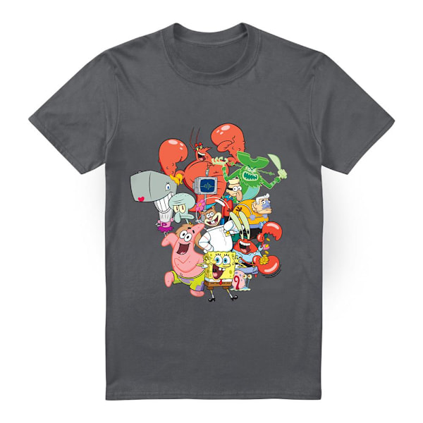 SvampBob Fyrkant Herr The Whole Gang T-Shirt XL Kolgrå Charcoal XL