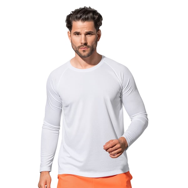 Stedman Mens Active 140 Long Sleeved Tee M Vit White M