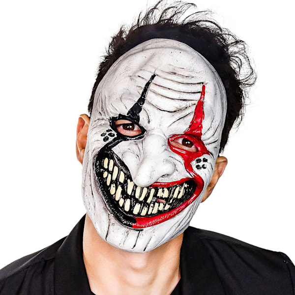 Bristol Novelty Unisex Vuxen Sinister Jester 1/2 Mask One Size White/Black/Red One Size