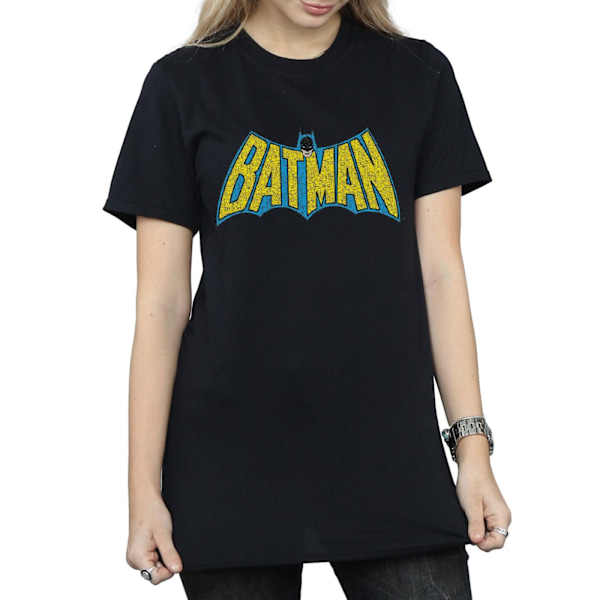 DC Comics Dam/Kvinnor Batman Crackle Logo Bomull Boyfriend T- Black M