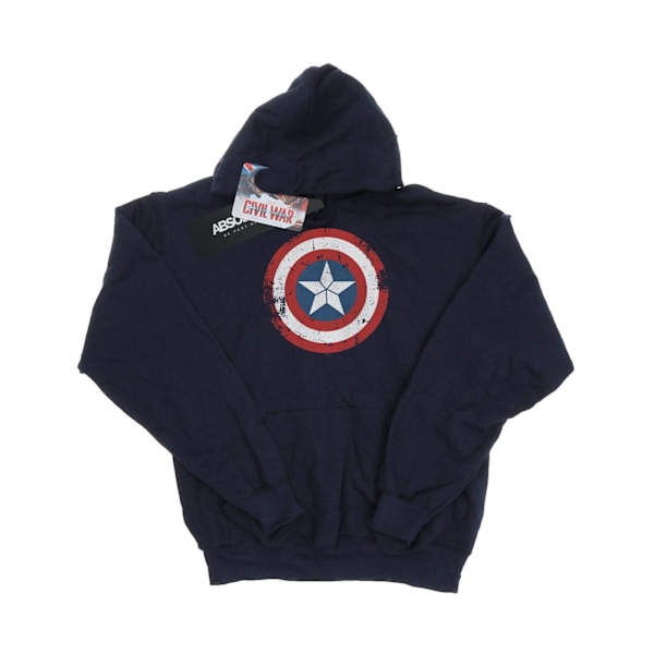 Marvel Herr Captain America Civil War Distressed Shield Hoodie Navy Blue XL