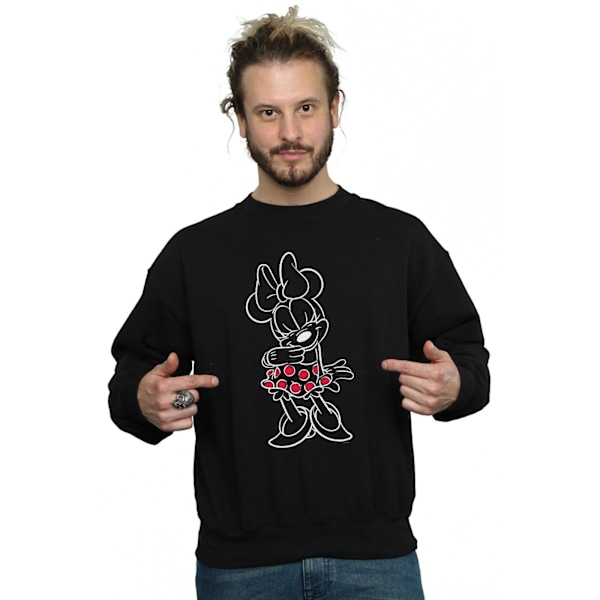 Disney Herr Minnie Mouse Kontur Prickig Sweatshirt M Svart Black M