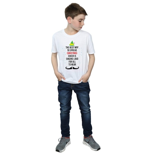 Elf Boys Christmas Cheer Text T-Shirt 12-13 år Vit White 12-13 Years