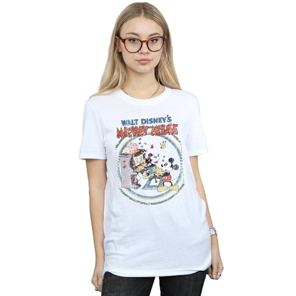 Disney Dam/Damer Mickey Mouse Piano Bomull Boyfriend T-Shir White M
