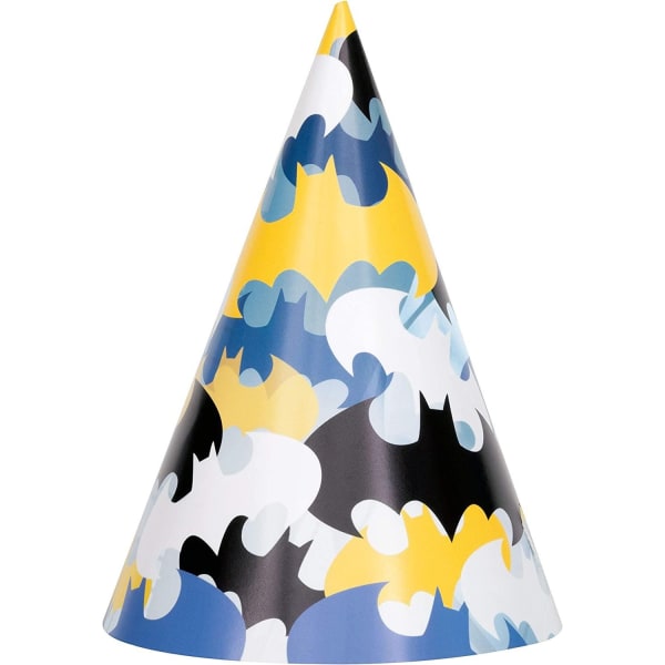 Batman Paper Cone Party Hattar (Pack med 8) One Size Blå/Svart/Ye Blue/Black/Yellow One Size