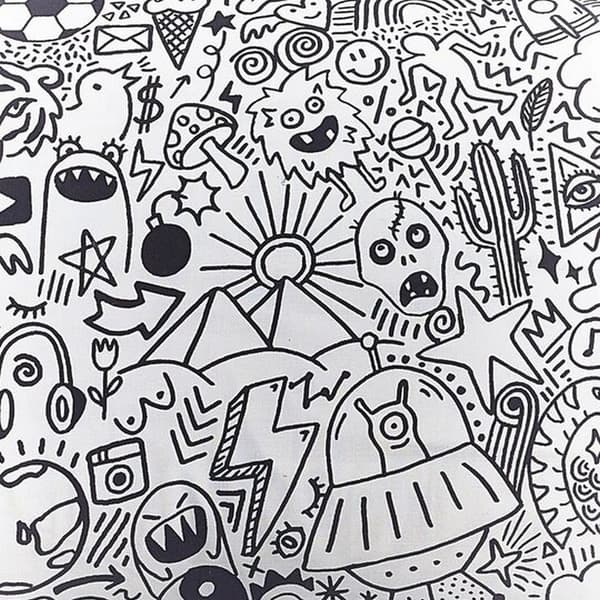 Style Lab Doodle Påslakan Set Enkelsäng Vit/Svart White/Black Single