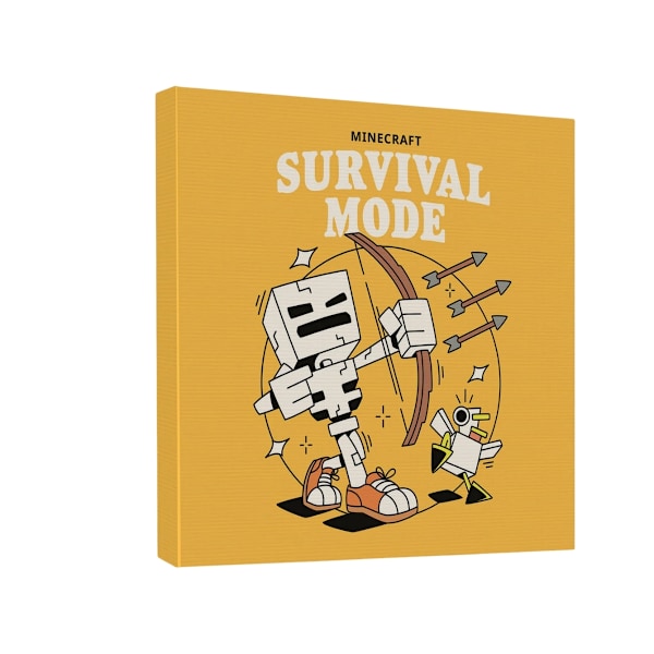 Minecraft Survival Mode Inramad Canvas Tavla 30.5cm x 30.5cm x 2 Yellow/White 30.5cm x 30.5cm x 2cm