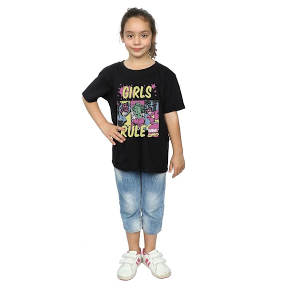 Marvel Comics Girls Rule Bomull T-shirt 7-8 år Svart Black 7-8 Years