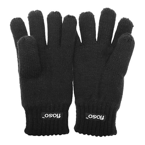 FLOSO Barn Unisex Stickade Termiska Thinsulate Handskar (3M 40g) Black 12-13 Years