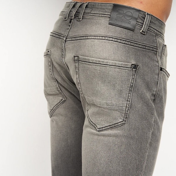 Crosshatch Sheldons Slim Jeans för män 40S Ljusgrå Light Grey 40S
