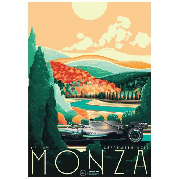 Zoom Monza Formula 1 Poster 40cm x 30cm Grön/Vit/Beige Green/White/Beige 40cm x 30cm
