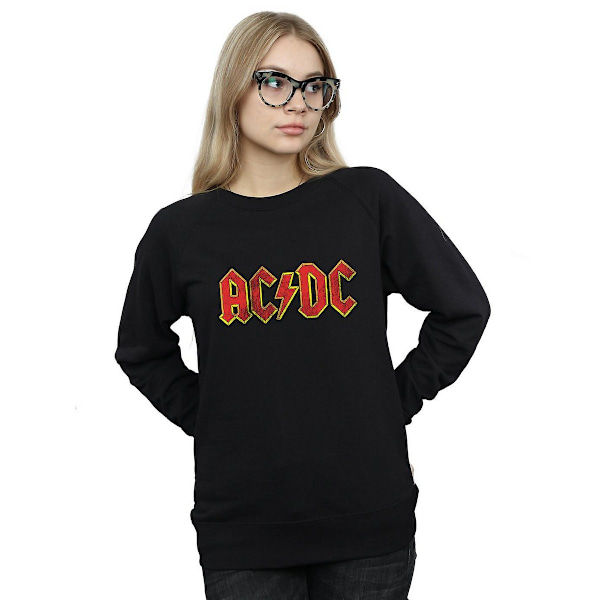 AC/DC Dam/Kvinnor Distressed Logo Bomullströja L Svart Black L