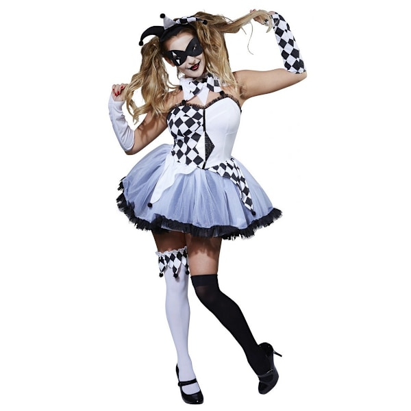 Bristol Novelty Damkläder Jesterella Kostym M Vit/Svart White/Black M