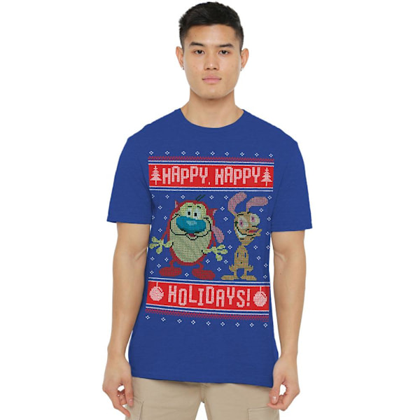 Ren & Stimpy Unisex Vuxen Glad, Glad Helg Jul Tröja Royal Blue L