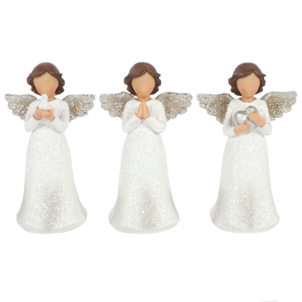 Något annat Peace Pray Love Glitter Angel Ornament Set White/Brown One Size