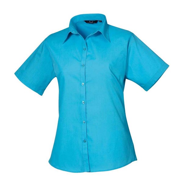 Premier Dam/Kvinna Poplin Kortärmad Blus Storlek 20 UK Turkos Turquoise 20 UK