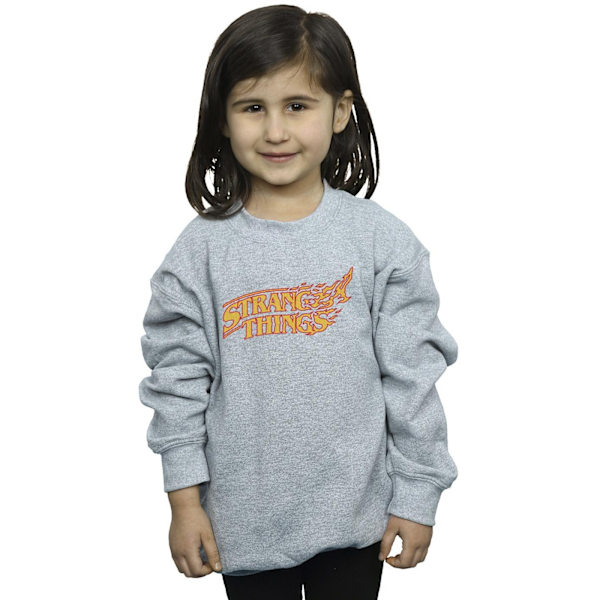 Netflix Girls Stranger Things Logo Breaking Sweatshirt 7-8 år Sports Grey 7-8 Years