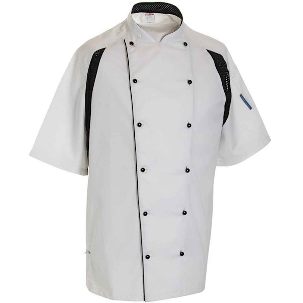 Le Chef Unisex Adult Executive Contrast Detail Short-Sleeved Ch White/Black XXL