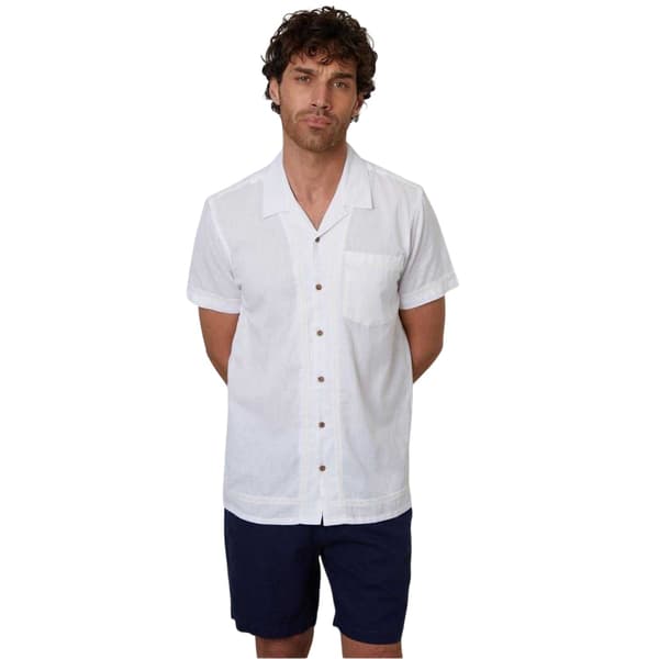 Threadbare Herr Kortärmad Skjorta med Virkad Kant L Vit White L