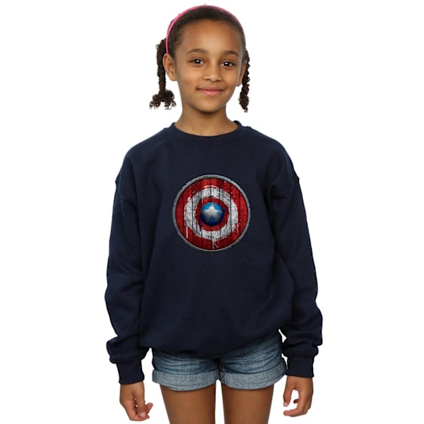 Marvel Girls Captain America Träsköld Sweatshirt 12-13 År Navy Blue 12-13 Years