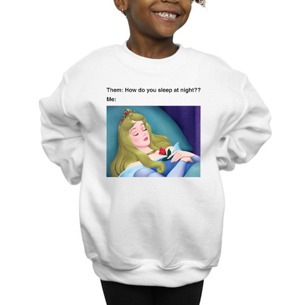 Disney Girls Sleeping Beauty Meme Sweatshirt 7-8 år Vit White 7-8 Years