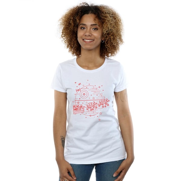 Star Wars Dam/Kvinnor Dödsstjärnan Sleigh Bomull T-shirt L Vit White L