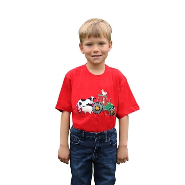 British Country Collection Barnkläder/Barn Gård T-shirt 7-8 Red/White 7-8 Years