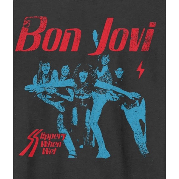 Amplified Unisex Vuxen Slippery When Wet Bon Jovi T-Shirt M Cha Charcoal M
