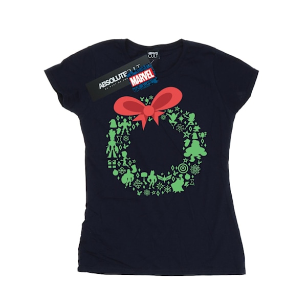 Marvel Womens/Ladies Avengers Christmas Wreath Bomull T-Shirt M Navy Blue M