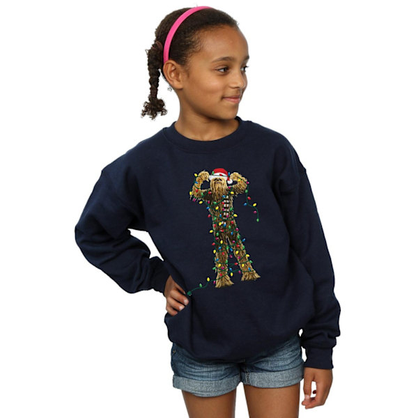 Star Wars Chewbacca Julbelysning Sweatshirt för flickor 5-6 år Navy Blue 5-6 Years