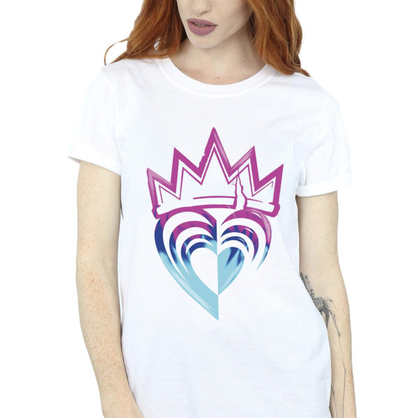 Disney Dam/Dam Descendants Pink Crown Cotton Boyfriend T- White 3XL