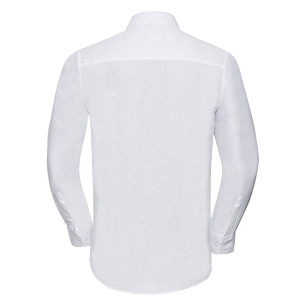Russell Collection Herr Långärmad Easy Care Skräddarsydd Oxford S White 17.5inch