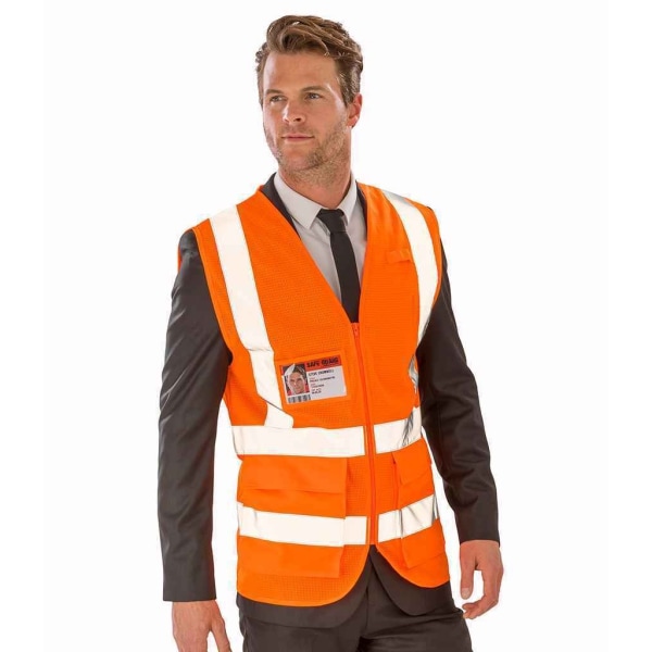 SAFE-GUARD by Result Unisex Adult Executive Mesh Safety Hi-Vis Fluorescent Orange L