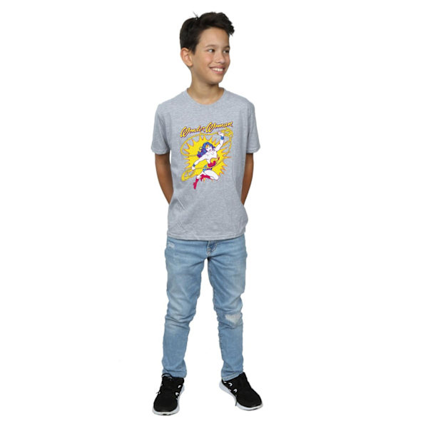 DC Comics Wonder Woman Leap T-shirt för pojkar, 7-8 år, Sports Grey Sports Grey 7-8 Years