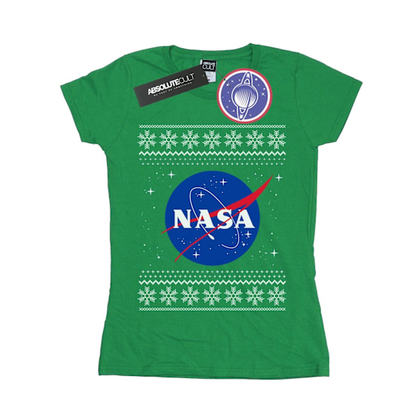 NASA Dam/Damer Classic Fair Isle Bomull T-shirt M Irländsk Grön Irish Green M