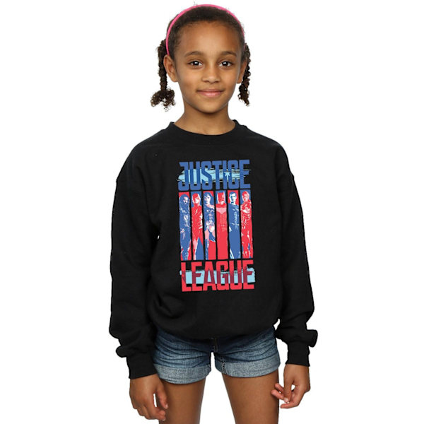 DC Comics Girls Justice League Movie Team Flag Sweatshirt 9-11 Black 9-11 Years