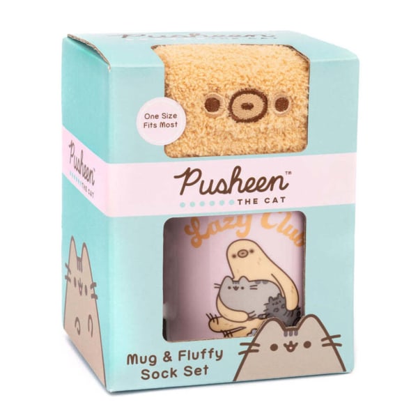 Pusheen Lazy Club Sloth Mugg och Sock Set One Size Pastell Pink/B Pastel Pink/Brown One Size