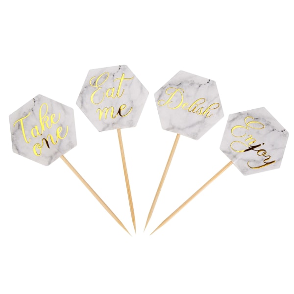 Neviti Marble Party Picks (Pack med 20) One Size Grå/Vit/Guld Grey/White/Gold One Size