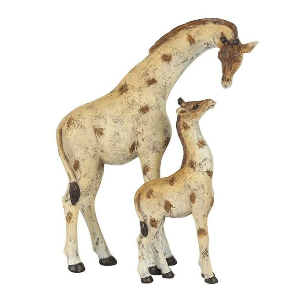 Något annat stå hög giraff mor och baby prydnad Cream/Brown One Size