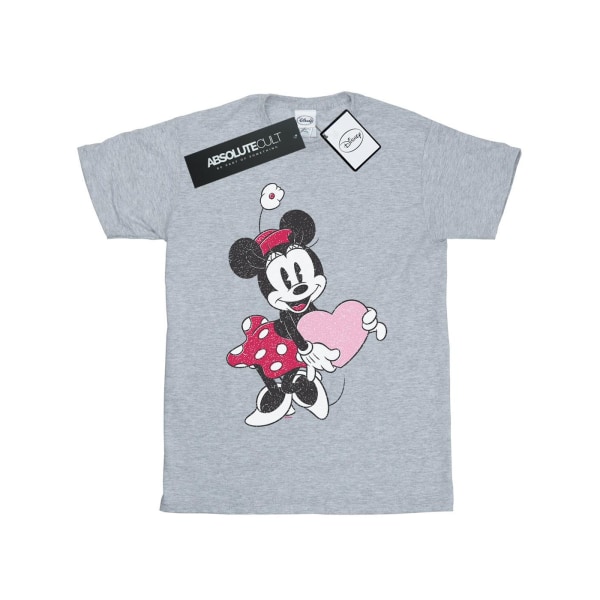 Disney Dam/dam Minnie Mouse Love Heart Cotton Boyfriend T Sports Grey M