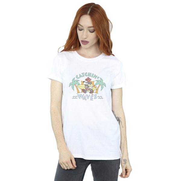 Disney Womens/Ladies Minnie Mouse Catchin Waves Cotton Boyfrien White L